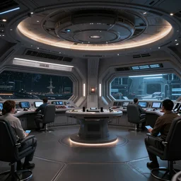 a sci-fi spaceship command room