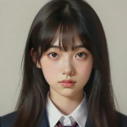 a high detail portrait of high school girl by makoto sinkai,  in simple background, CLIP STADIO, mad painting