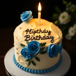 a birthday cake made from moon and blue roses