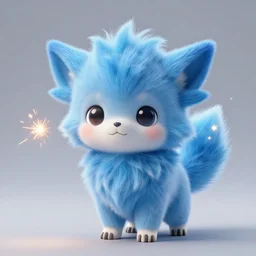 real life shinx studio photo, cute, fluffy, blue fur, star tail, looking at camera, sparks