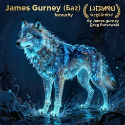 concept art painting of a bioluminescent aquatic wolf, by james gurney and greg rutkowski