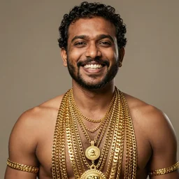 osho wearing a lot of golden chains and smiling with grillz