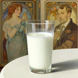 close up still life of a glass of milk on the table in the morning, photo realistic illustration by greg rutkowski, thomas kindkade, alphonse mucha, loish, norman rockwell.