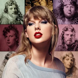 close up of taylor swift, with colourful intricate, by edgar maxence and caravaggio and michael whelan and delacroix style, artistic, intricate drawing, light brazen, realistic fantasy, extremely detailed and beautiful aesthetic face, 8 k resolution, dramatic lighting