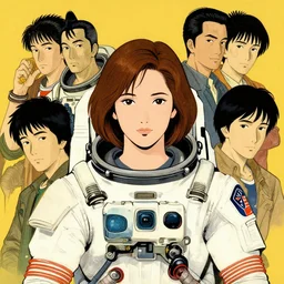 a half upper body portrait of a young sigourney weaver in a spacesuit from the movie alien by shin hanga and kawanabe kyosai and katsuhiro otomo and shohei otomo and satoshi kon, and rossdraws and greg rutkowski weta studio and lucasfilm, coherent, behance, global illumination, golden ratio, flat colors, thick black outlined, woodblock