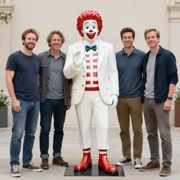 ronald mcdonald statue in the world by beeple, darek zabrocki, tyler edlin, jordan grimmer, neil blevins, james paick, natasha tan, highly detailed, ultra detailed, ultra realistic, trending on artstation