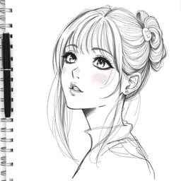 beautiful manga sketch of girl