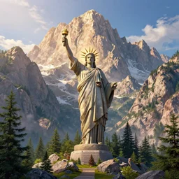 let freedom ring from the mighty mountains of new york. ultrafine highly detailed hyper realistic colorful illustration, unreal engine highly rendered, global illumination, radiant light, intricate and detailed environment