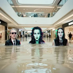 3 5 mm color photography, glitch, joel - peter witkin, beksinski, and stephen gammell, video still of flooding mall