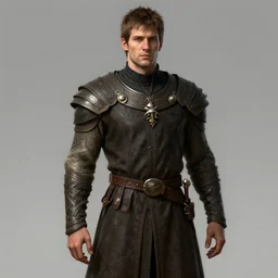 concept art, portrait :: man, 30 years :: not thin, expensive medieval clothes, short brown hair:: high detail, digital art, fantasy, RPG