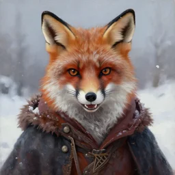 a furious fox wizard, snowy background, oil on canvas, intricate, portrait, 8k highly professionally detailed, HDR, CGsociety