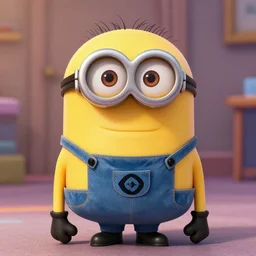 A grotesque portrait of a minion from Despicable Me