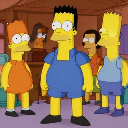 akira kurosawa's seven simpsons, digital artwork, photo, movie still, photorealistic.
