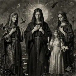 dark religious motives, surrealistic collage art