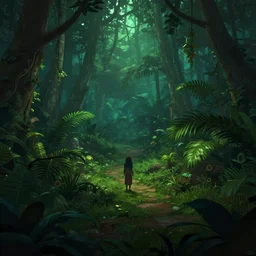a moody indy game level in a lush jungle