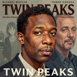 Twin Peaks poster artwork by Michael Whelan and Tomer Hanuka, Rendering of portrait of James Baldwin, full of details, by Makoto Shinkai and thomas kinkade, Matte painting, trending on artstation and unreal engine