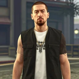 A screenshot of Eminem (Marshall Mathers) in GTA 5