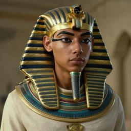 An egyptian pharaoh as The American Psycho, cinematic still, sweating profusely, staring intensely, dramatic moment