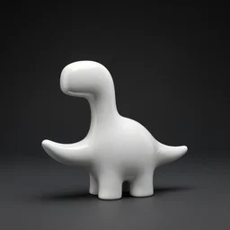 A photography of ceramic simple dinosaur pictoplasma characterdesign toy sculpture, by david lachapelle, by jeff koons, in a black empty studio hollow, c4d, jonathan ivy