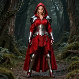 full body photo red riding hood kate upton armoured warrior, highly detailed, 4k, HDR, award-winning photo