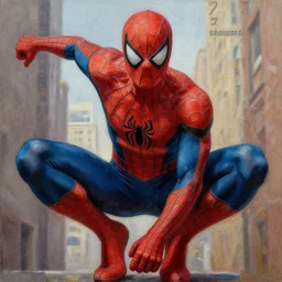 photorealistic, hyperdetailed, oil painting of spider - man, by todd mcfarlane, by john romita jr.