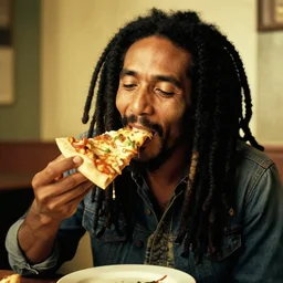 bob marley eating pizza
