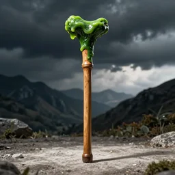 wooden cane with green slime on it, octane render