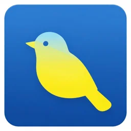 Bird icon, blue and yellow