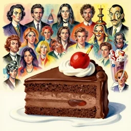 chocolate cake with milkshake aquatic by beeple, artgerm, aaron horkey, amanda sage, bauhaus, salvador dali, bernie wrightson, bruce pennington, frank, stella, anne stokes, alena aenami, angus mckie, alex grey, akira toriyama, arthur adams, andre masson, brian despain. abstract, artstation, design 4 k, native, hd