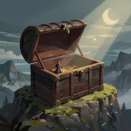 painting of a mysterious chest being opened on a mountain top viking game smooth median photoshop filter cutout vector, behance hd by jesper ejsing, by rhads, makoto shinkai and lois van baarle, ilya kuvshinov, rossdraws global illumination,