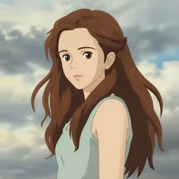 emma watson looking at camera cloudy sky background ln illustration concept art lotr anime key visual portrait long flowing hair fine detail delicate features gapmoe kuudere trending pixiv by victo ngai fanbox by greg rutkowski makoto shinkai takashi takeuchi studio ghibli