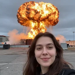 Mom Selfie in front of a Nuclear Explosion