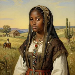 Zulu princess, traditional corsican, intricate, highly detailed, artstation, illustration, jurgens, rutkowski, bouguereau, pastoral, rustic, georgic