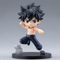 an action figure of generic anime chibi character in dynamic pose, high detail, studio lighting, sigma 7 5 mm, masterpiece, artstation, statue