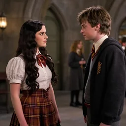 Lana del Rey coming to hogwarts and meeting Harry and Hermione, movie scene.