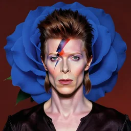 twin peaks poster art, portrait of david bowie large blue rose looms over him, by michael whelan, rossetti bouguereau, artgerm, retro, nostalgic, old fashioned