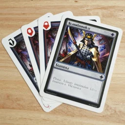 samurai cool playing cards like a magic the gathering card but 2 opposite corners have the numbers