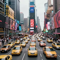 of traffic in times square in the 7 0 s, photorealistic, hyperdetailed 3 d matte painting, hyperrealism, hyperrealistic, cinematic, unrealengine octane render