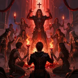 tweakers addicts group performing ritual blood magick greg rutkowski artstation vivid color hdr male