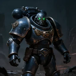 Close up of a singular necron warrior, green glowing eyes reflecting on the shinny armor. At night, underexposed, desolated wasteland, matte painting by craig mullins and Emmanuel_Shiu, cinematic, warhammer 40k, dark sci-fi,concept art trending on artstation, 4k, insane details
