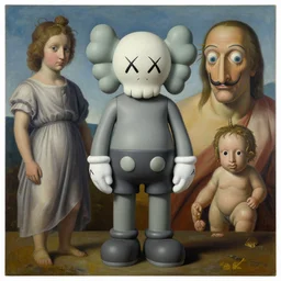 abstract sculpture by kaws, james jean and salvador dali and shusei nagaoka, oil on canvas, surrealism, neoclassicism, renaissance, hyper realistic, ultra detailed, cell shaded, 8 k
