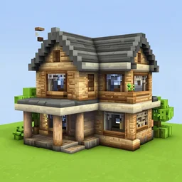 A victorian house  built in Minecraft