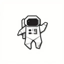 origami logo of an astronaut, vector, minimal, one line art, sharp focus, white background