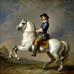 a painting of a man riding a white horse, a flemish baroque by elisabeth vigee le brun, behance, rococo, rococo, flemish baroque, dutch golden age