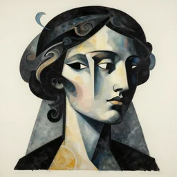 epic concept art. abstract female face silhouette mixing with black and color liquid fluid. abstract sculpture. art deco swirls. masterpiece, michelangelo. concept art, matte painting. symbolism. section d'or, orphism, futurism, cubism, modernism. greg rutkowski, wlop, victo ngai, kandinski, robert delaunay