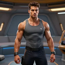 epic professional digital art of stunningly handsome mixed race male starship personal trainer, by leesha hannigan, iris van herpen, artstation, cgsociety, wlop, epic, much wow, much detail, gorgeous, detailed, masterpiece