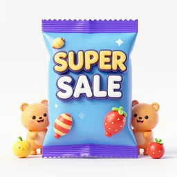 8 k 3 d model rendering of super sale candy package, high textured, conceptual, intricate detailed painting, illustration sharp detail, manga 1 9 9 0