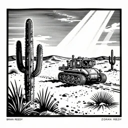 art by brian reedy, a beautiful black ink linocut print of a desert with a few cacti here and there, 8 k, frostbite 3 engine, cryengine, dof, trending on artstation, digital art, crepuscular ray