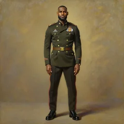 full body portrait of the dictator of the los angeles lakers, lebron james 1 8 8 9, in full military garb, oil on canvas by william sidney mount, trending on artstation