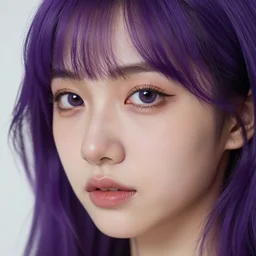 photorealistic 3 0 0 0 one eye cyclope beautiful female with purple hair portrait photography feroflex photorealistic studio lighting ektachrome detailed intricate face details, ultradetails, beautiful face, realistic shaded perfect face, extremely fine details